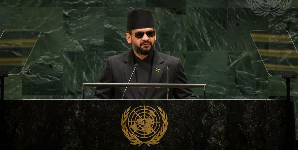 Prime Minister Balendra Shah addressing the UN General Assembly on Nepal’s climate crisis